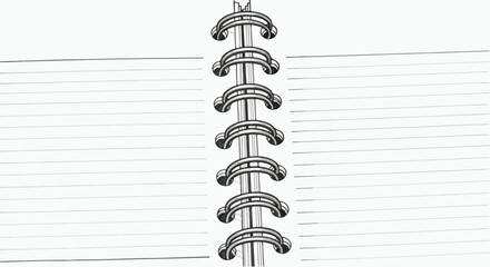 Spiral notebook open page minimal stationery vector line art illustration.