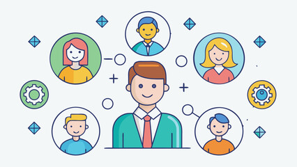 Fototapeta premium Business people icon set. Meeting, leadership, communication, cooperation. Editable stroke. Vector illustration