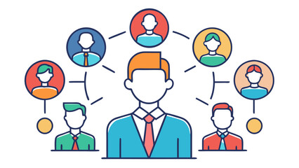 Business people icon set. Meeting, leadership, communication, cooperation. Editable stroke. Vector illustration