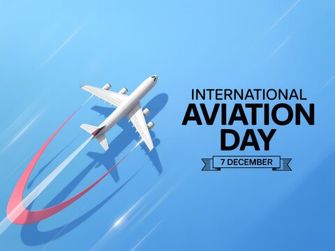 Celebrating international aviation day with a majestic airplane soaring through the sky