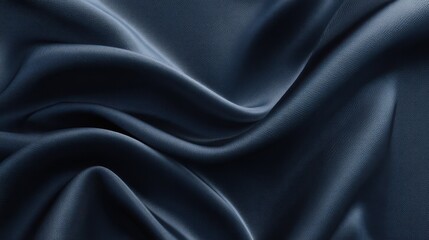 Beautiful navy blue silk satin texture background with soft waves creating an elegant appearance for various design projects