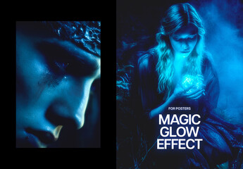 Magic Glow Poster Photo Effect Mockup