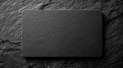 Elegant photo of dark textured slate background with a rectangular stone plate.