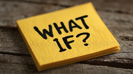 Elegant photo of yellow sticky note with the words what if written on it.