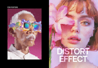 Distort Poster Photo Effect Mockup