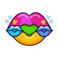 A flat style icon depicting kiss