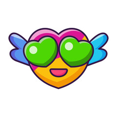 A flat style icon depicting heart eyes