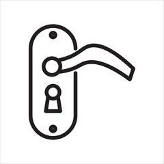 Door handles or levers with integrated keyhole plates, representing the concept of security, access, and entry into the home, entrance equipment for residences.