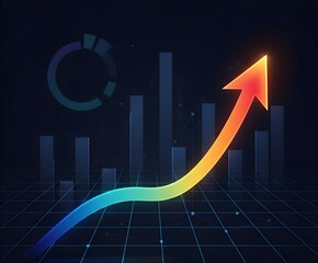 Glowing Arrow Ascending on Digital Chart: Business Growth, Success, and Future Technology Concept