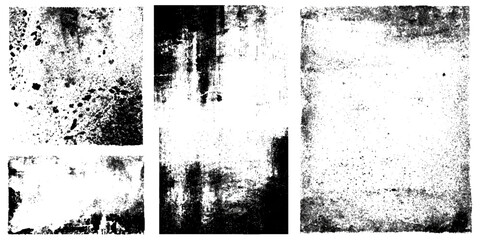 Abstract grunge frame texture set black and white distressed border design .old rough vintage grungy background dirty cracked worn paper edge template .frame texture collection for graphic design .