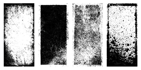 Abstract grunge frame texture set black and white distressed border design .old rough vintage grungy background dirty cracked worn paper edge template .frame texture collection for graphic design .