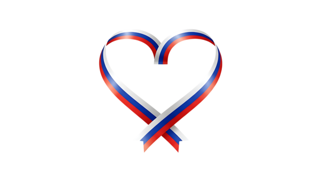 Heart shaped ribbon with russian flag colors