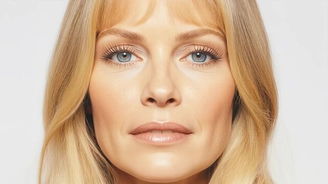 The transformation of a woman into an elderly woman using zoom. The images smoothly transform and evolve, conveying the essence of growth and change, the transformation of age.