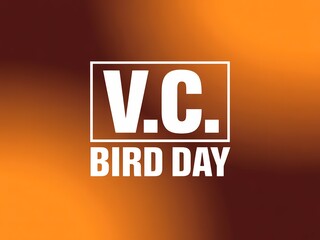 Obraz premium V c bird day celebration graphic with bold white text on orange gradient background