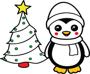 penguin with christmas hat
