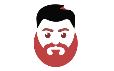 Stylized Bearded Man Avatar Icon With Black Hair And Red Beard For Branding
