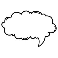 Hand-drawn doodle empty speech bubble on a white background.