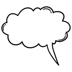 Hand-drawn doodle empty speech bubble on a white background.