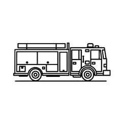 Firefighter truck emergency vehicle outline drawing for kids coloring page and design projects vector art