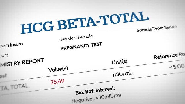HCG-Beta Total test for pregnancy footage close up 4k animation. Health, positive, new born, medical