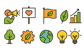 Eco-friendly line icon set. Sustainability, environmental, green icons outline collection.