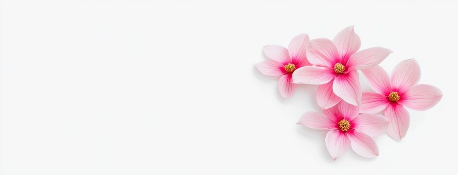 Delicate pink magnolia flowers in full bloom against a serene background showcasing nature's elegance and beauty in close-up detail