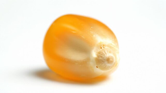 Close Up of a Single Corn Kernel on White Background