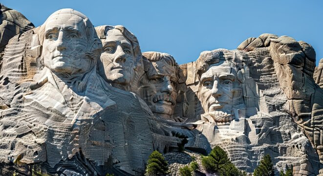 Mount rushmore national memorial with presidential sculptures in granite