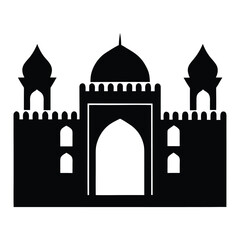 vector silhouette of Omani gate and wall architecture 