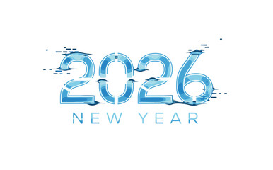Obraz premium New Year 2026 Liquid Glitch Effect Typography with Fast Movement Lines Vector