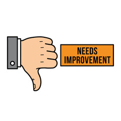 Needs Improvement Thumbs Down Hand Gesture Vector Illustration