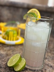 Citrus in water on counter top