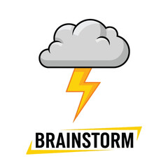 Brainstorm Idea Icon: Cloud and Yellow Lightning Strike Illustration