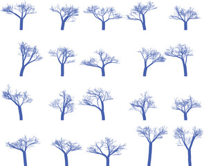 Collection of Bare Winter Tree Illustrations stroke