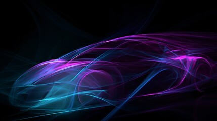 Futuristic Electric Car Made of Glowing Light Energy Lines