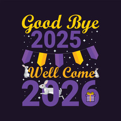 Obraz premium Happy new year 2026 festive celebration with colorful elements