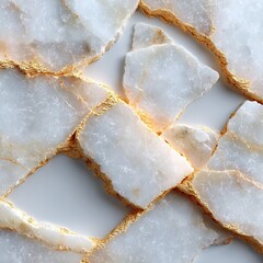 Close Up Macro View Of White Marble Texture Surface With Gold Veining And Glistening Particles Under Soft Lighting