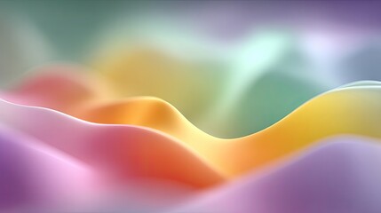 Abstract Rainbow Light Gradient Macro Close Up Of Soft Waves In Pastel Colors With Smooth Undulating Shapes And Subtle Lighting