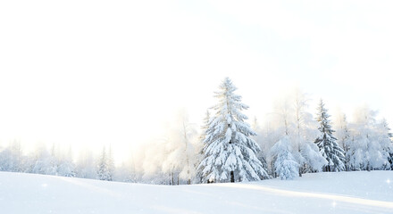 Winter Wonderland: Snow-Covered Trees in a Serene Landscape.