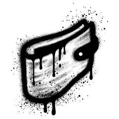 Wallet graffiti with black spray paint