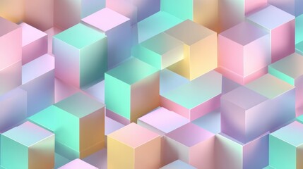 Obraz premium A vibrant abstract arrangement of pastel colored blocks in a 3D space, creating a visually engaging and creative design with soft gradients.