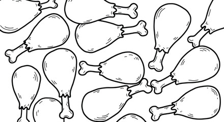 Chicken legs background pattern illustration black and white doodle design