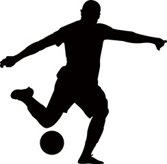 Football Player Kicking Ball Silhouette Vector Illustration