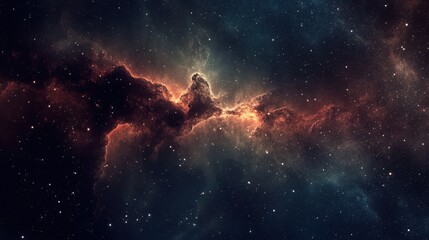 Fototapeta premium Vibrant cosmic nebula with glowing celestial clouds and countless stars illuminating the vast expanse of deep space