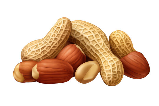 Detailed render showing various peanut allergens and assorted nuts, emphasizing their structures and unique characteristics in a clear visual presentation