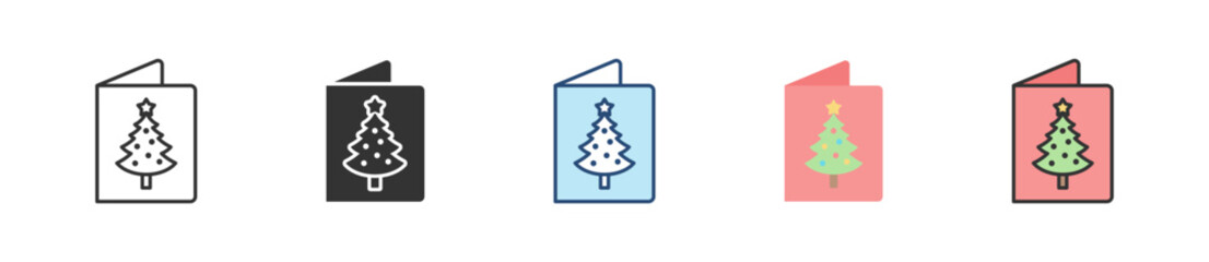 Christmas Card Icon Set Multiple Style Collection