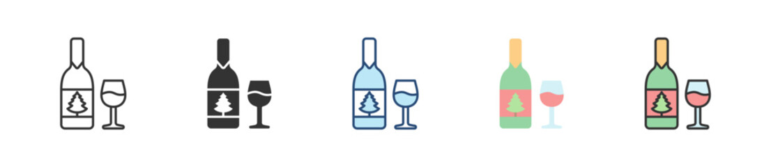 Wine Icon Set Multiple Style Collection