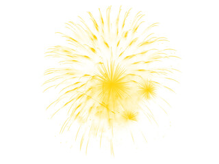 Brilliant yellow gold firework burst exploding against a clean white background design element.