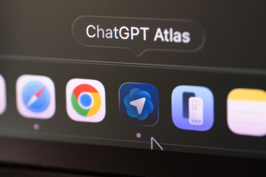 ChatGPT Atlas app icon on laptop sreen