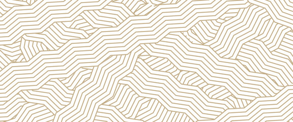 Abstract simple geometric vector seamless pattern with gold line texture on white background. Light modern simple wallpaper, bright tile backdrop, monochrome graphic element.